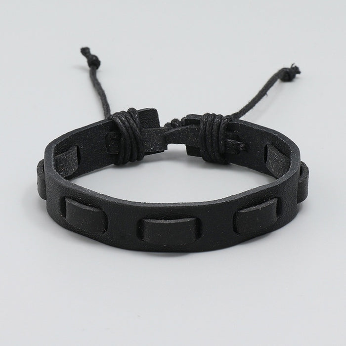 Handmade Braided Leather Bracelet, Simple Multi Layer Vintage Unisex Wristband