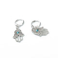 Crystal Hamsa Huggie Drop Earrings in Gold or Silver Tone view 7