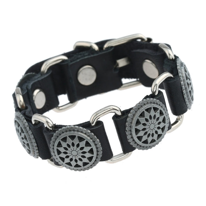 Harajuku Style Simple Cowhide Leather Bracelet, European American Hip Hop Punk Jewelry For Men Women