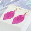Layered Skeleton Leaf Drop Earrings in Five Metallic Colorways view 5