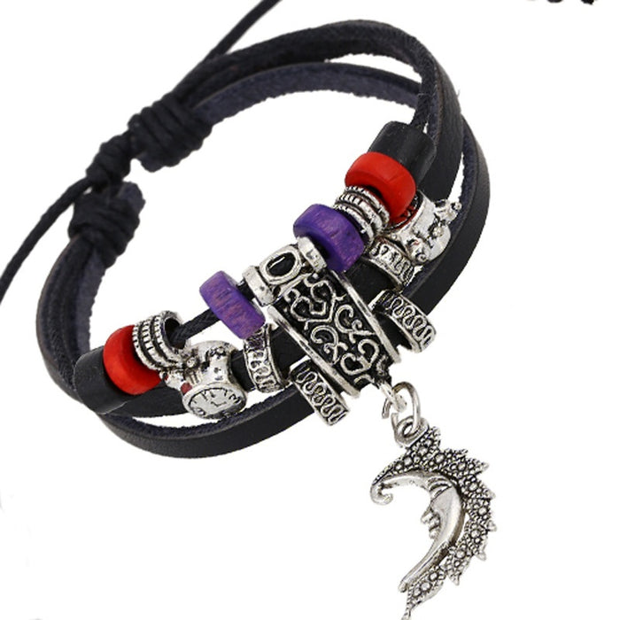 Direct New Beaded Genuine Leather Bracelet Handmade Vintage Style Bracelet Accessory