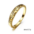 Gold Tone Engraved Floral Band Ring Fashion Jewelry view 2