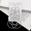 Gold and Silver Six-Pair Graduated Hoop Earring Sets view 2