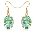 Gold Tone Shell Chip Long Hook Earrings in Four Geometric Shapes view 5