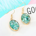 Gold Tone Shell Chip Long Hook Earrings in Four Geometric Shapes view 9