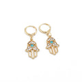 Crystal Hamsa Huggie Drop Earrings in Gold or Silver Tone view 6