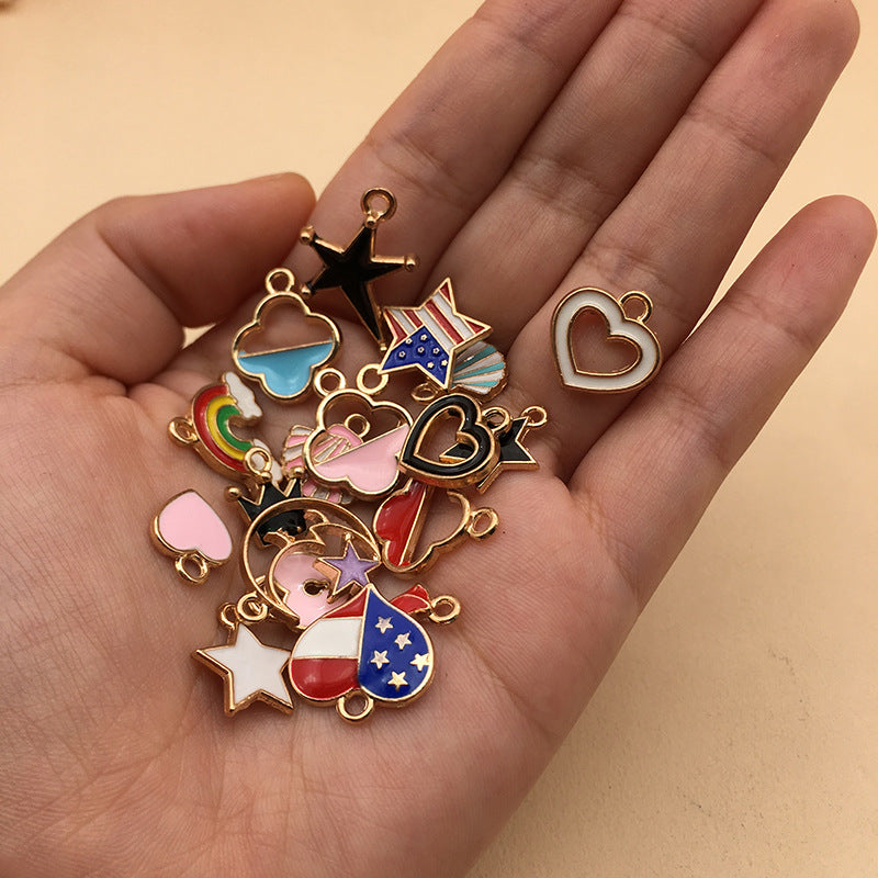 K Gold Color Enamel Zinc Alloy Small Charm Pendant for DIY Bracelet Necklace Jewelry