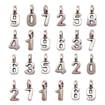 Silver Tone Number Charms from Zero to Nine for Jewelry Projects