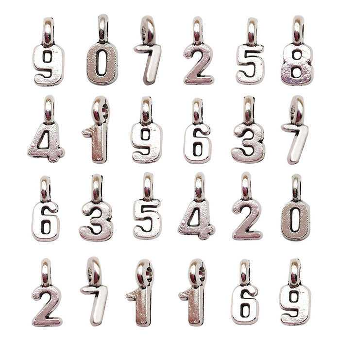 Metallic Number Metal Beads for Jewelry and Craft Projects