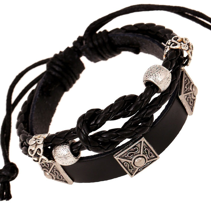 New European American Fashion Genuine Leather Bracelet Punk Personalized Leather Jewelry Bracelet