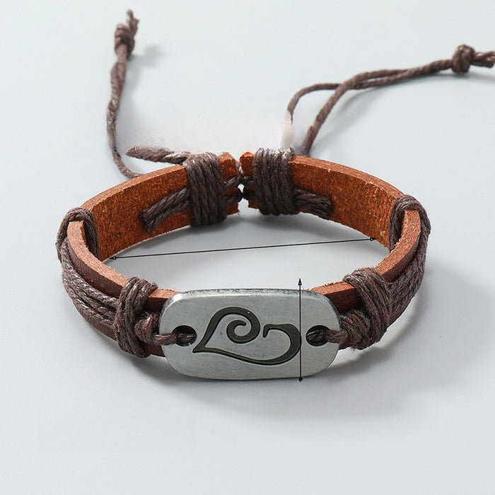 Simple Handmade Braided Vintage Leather Bracelet, European American Trendy Men's Wrist Jewelry