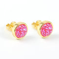 Round Druzy Stud Earrings in Six Color and Metal Combinations view 3