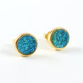 Round Druzy Stud Earrings in Six Color and Metal Combinations view 8