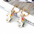 Rainbow Enamel Unicorn Huggie Drop Earrings in Five Colorways view 5