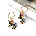 Rainbow Enamel Unicorn Huggie Drop Earrings in Five Colorways view 2