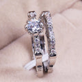 Silver Tone Ornate Openwork Two Ring Set with Clear Stones view 3