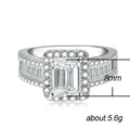 Emerald-Cut Clear Solitaire Baguette Halo Ring Silver Tone view 5