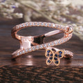 Rose Gold Tone Butterfly Open Ring With Blue And Clear Stones view 2