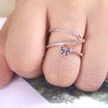 Rose Gold Tone Butterfly Open Ring With Blue And Clear Stones view 3