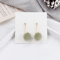 Fuzzy Ball and Open Link Long Drop Earrings in Six Colors view 6