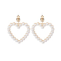 White Pearl Look Heart Earrings in Clip and Hook Styles view 5