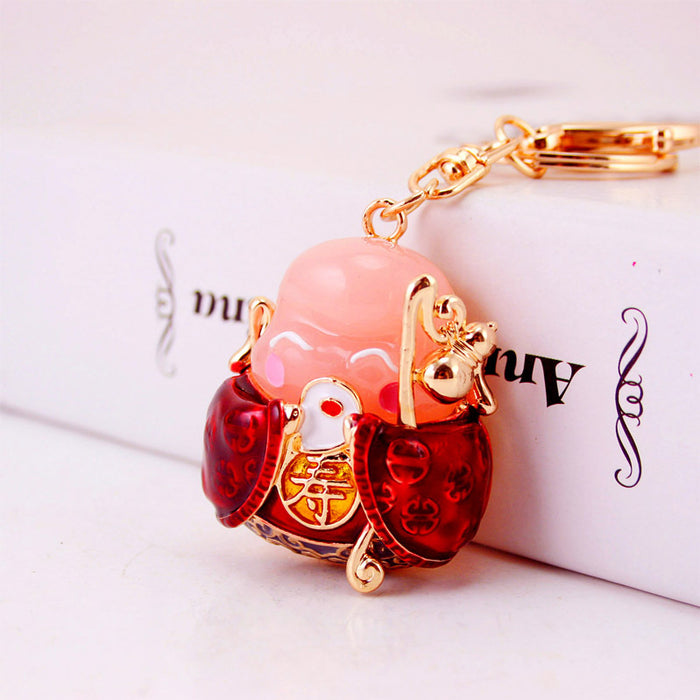 Chinese Style Longevity Elder Keychain Zinc Alloy Good Luck Charm