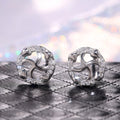 Silver Tone Pinwheel Stud Earrings with Clear Stones view 2