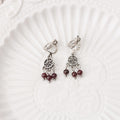 Silver Tone Dreamcatcher Red Bead No Piercing Clip Earrings view 3