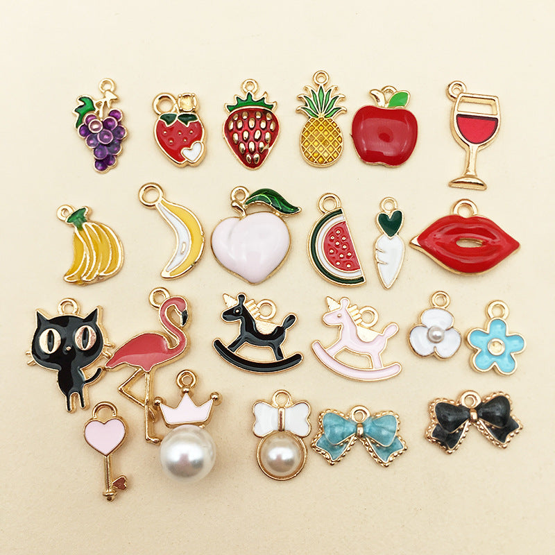 K Gold Color Enamel Zinc Alloy Small Charm Pendant for DIY Bracelet Necklace Jewelry