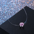 Colored Round Crystal Invisible-Line Necklaces in Three Gem Colors view 3