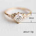 Square Solitaire Leaf Accent Ring In Gold And Silver Tones view 5