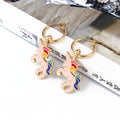 Rainbow Enamel Unicorn Huggie Drop Earrings in Five Colorways view 4