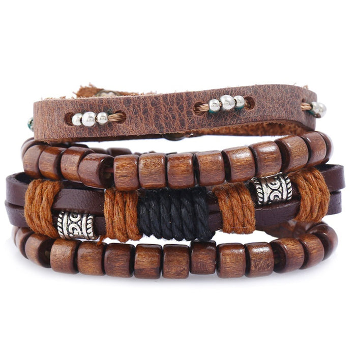 Punk New DIY Braided Cowhide Bracelet Set European American Genuine Leather Combination Bracelet
