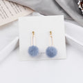 Fuzzy Ball and Open Link Long Drop Earrings in Six Colors view 8