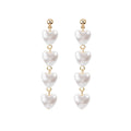 White Pearl Look Heart Cascade Extra Long Stud Earrings view 6