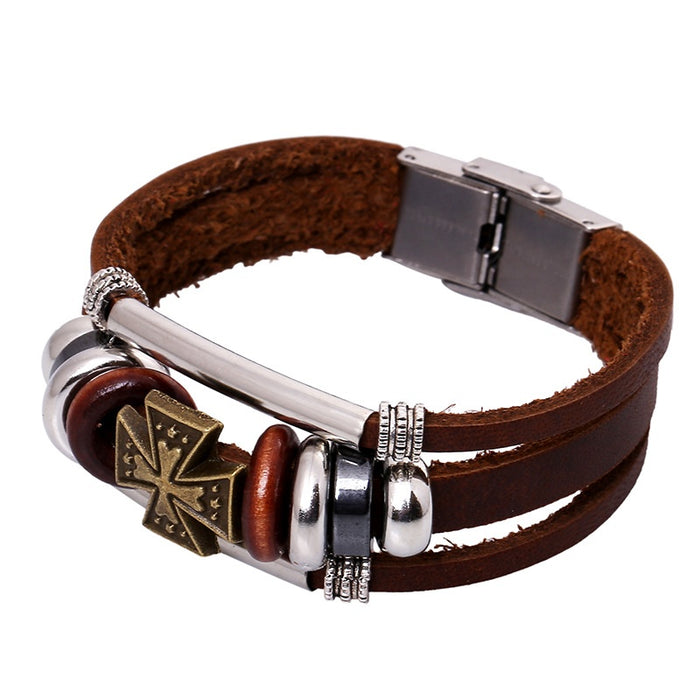 Japanese Korean Fashion Genuine Leather Punk Bracelet Personalized European American Wristband