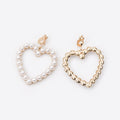 White Pearl Look Heart Earrings in Clip and Hook Styles view 4