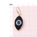 Gold Tone Druzy Evil Eye Long Hook Earrings in Black or White view 5