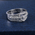 Silver Tone Filigree Heart Ring with Clear Stone Bands view 4