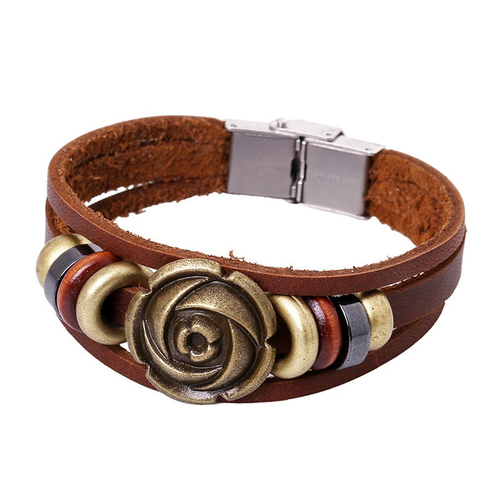 Punk Style Genuine Leather Bracelet Yiwu Fashion Leather Accessory For Men And Women