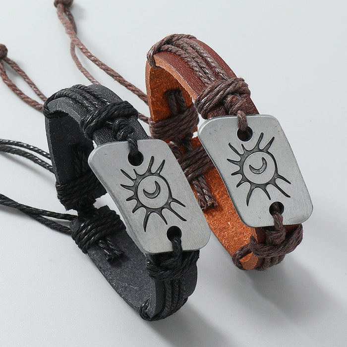 Simple Handmade Braided Vintage Leather Bracelet, Creative European American Trendy Wrist Rope