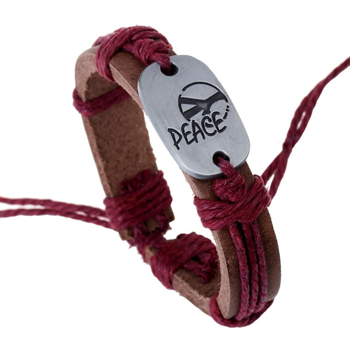 New Punk Jewelry Minimalist Cowhide Bracelet Hemp Rope Braided Genuine Leather Bracelet