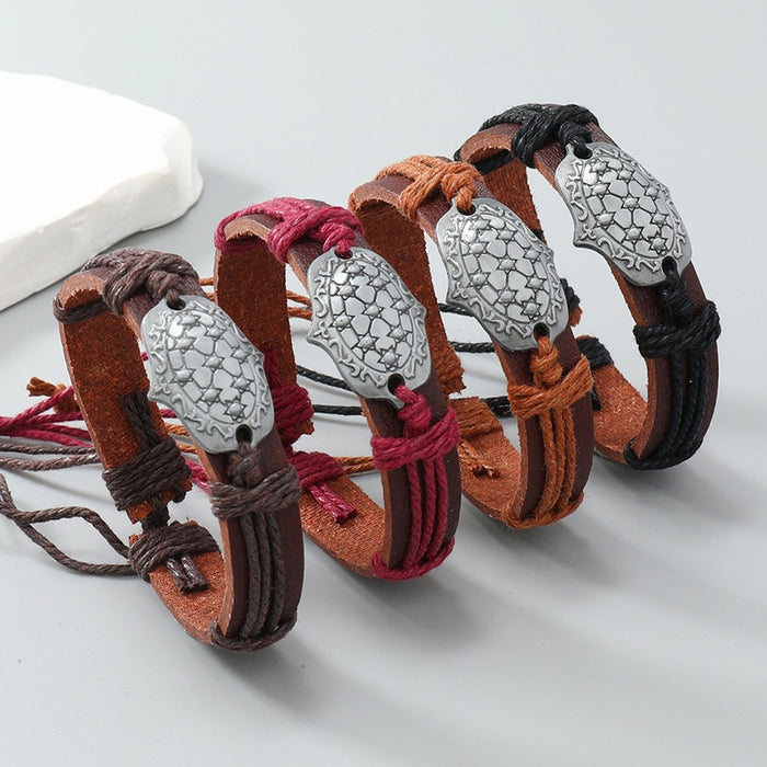 Simple Creative Handmade Braided Leather Bracelet, Fashion Clothing Accessory Wristband Jewelry