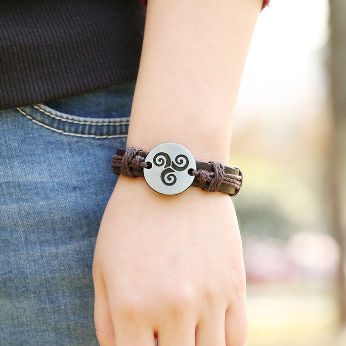Minimalist Niche Ancient Style Cowhide Bracelet Creative Vintage Adjustable Braided Hemp Rope Bracelet