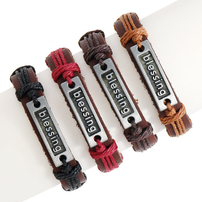 Adjustable Handmade Braided Cowhide Leather Bracelet For Men, Retro European American Fashion Accessory