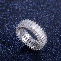 Silver Tone Baguette Stone Eternity Band Ring with Clear Stone Accents view 6