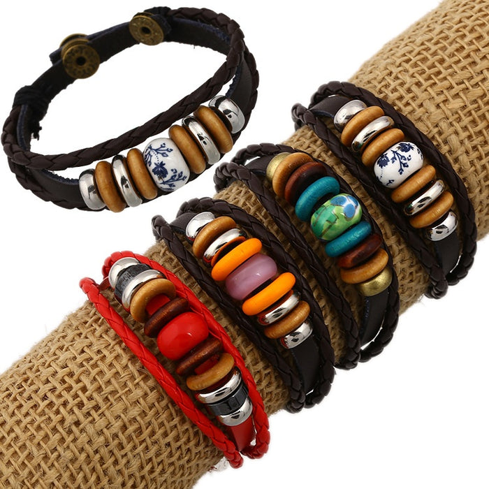 Genuine Cowhide Leather Bracelet For Men And Women, Multi Color Korean Japanese Fashion Jewelry
