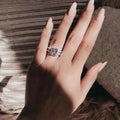 Emerald-Cut Clear Solitaire Baguette Halo Ring Silver Tone view 3
