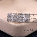 Wide Emerald Cut Crystal Eternity Band Ring With Clear Crystal Accents view 5