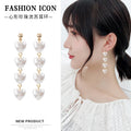 White Pearl Look Heart Cascade Extra Long Stud Earrings view 2